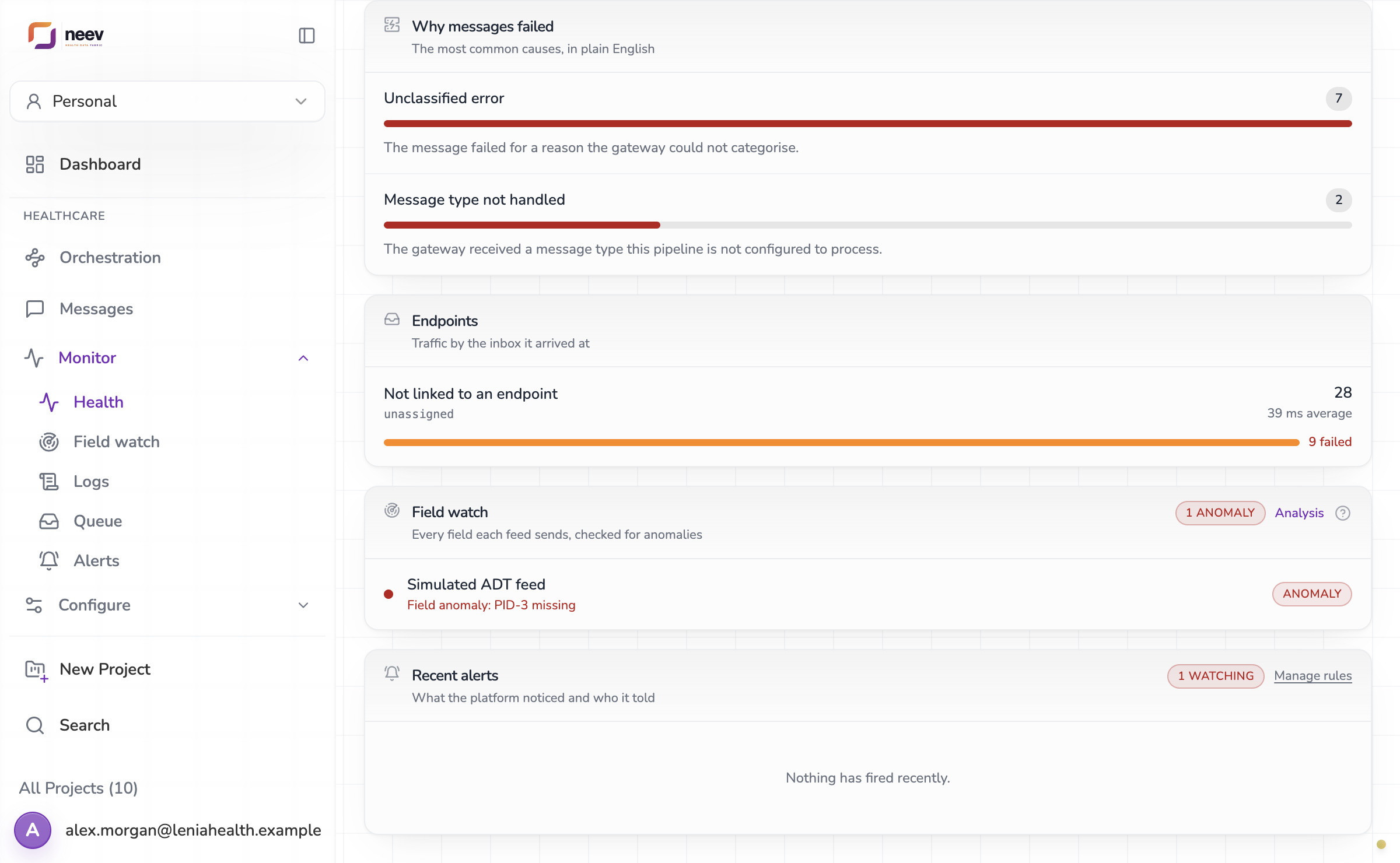 Field watch and recent alerts on Health